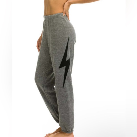 Aviator Nation Pants - aviator nation sweatpants & joggers gray black bolt logo lightning M medium
